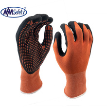 NMSAFETY Orange  nylon and spandex ntrile coated gloves EN388 4121X